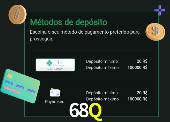 O cassino 68Q oferece uma grande variedade de métodos de pagamento